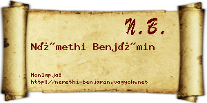 Némethi Benjámin névjegykártya