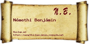 Némethi Benjámin névjegykártya